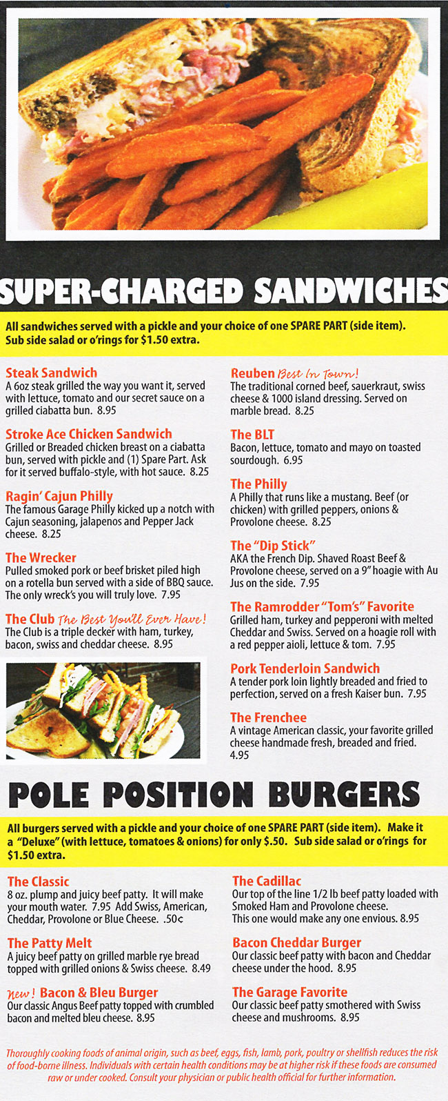 The Garage Sports Bar & Grill Menu Page 3