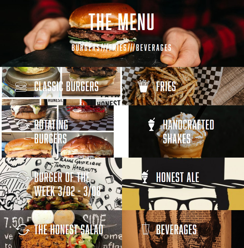 Honest Abe's Meadowlane Menu