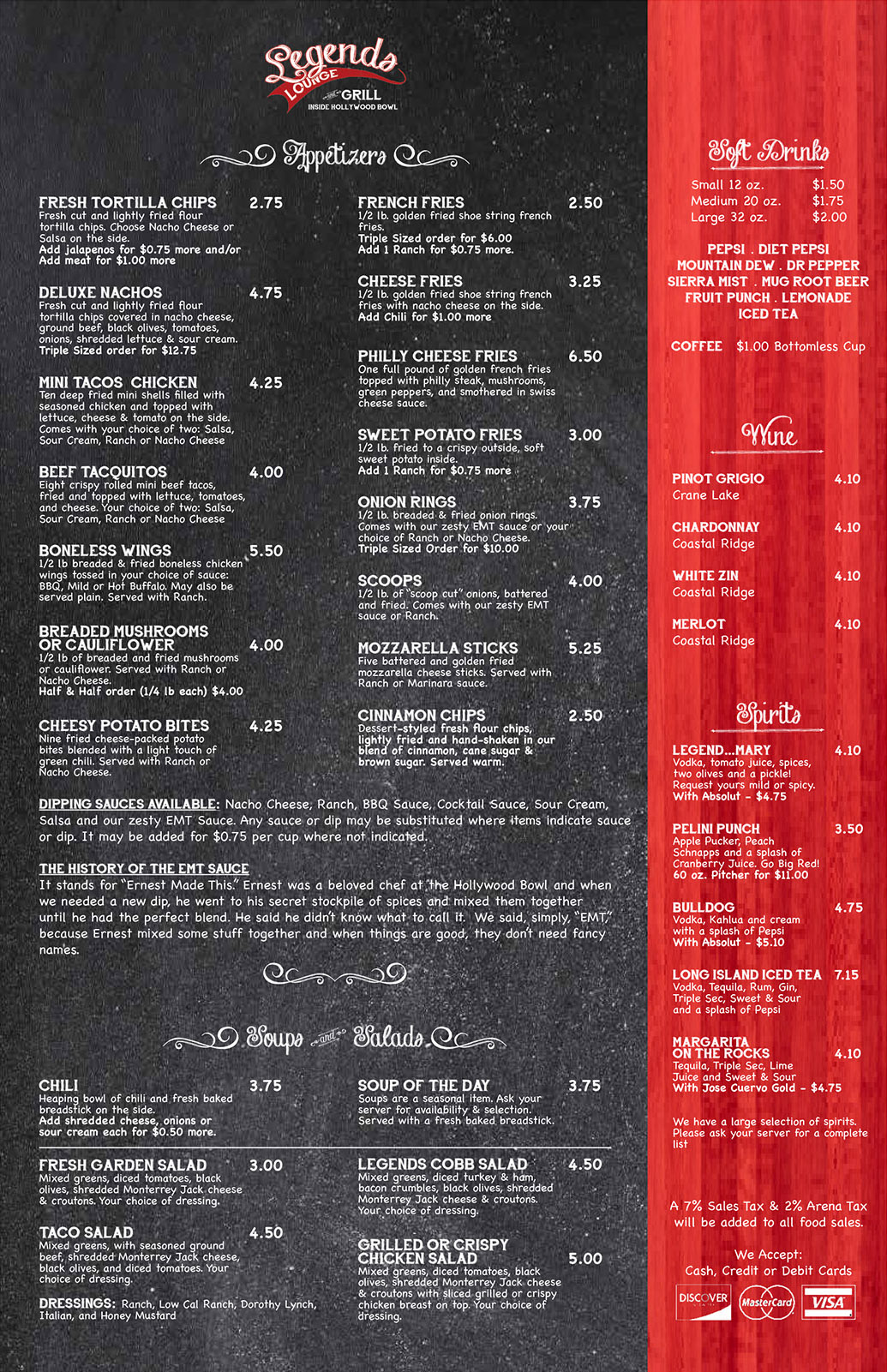 Hollywood Bowl - Legends Lounge & Grill Menu - Lincoln Nebraska - Page 1